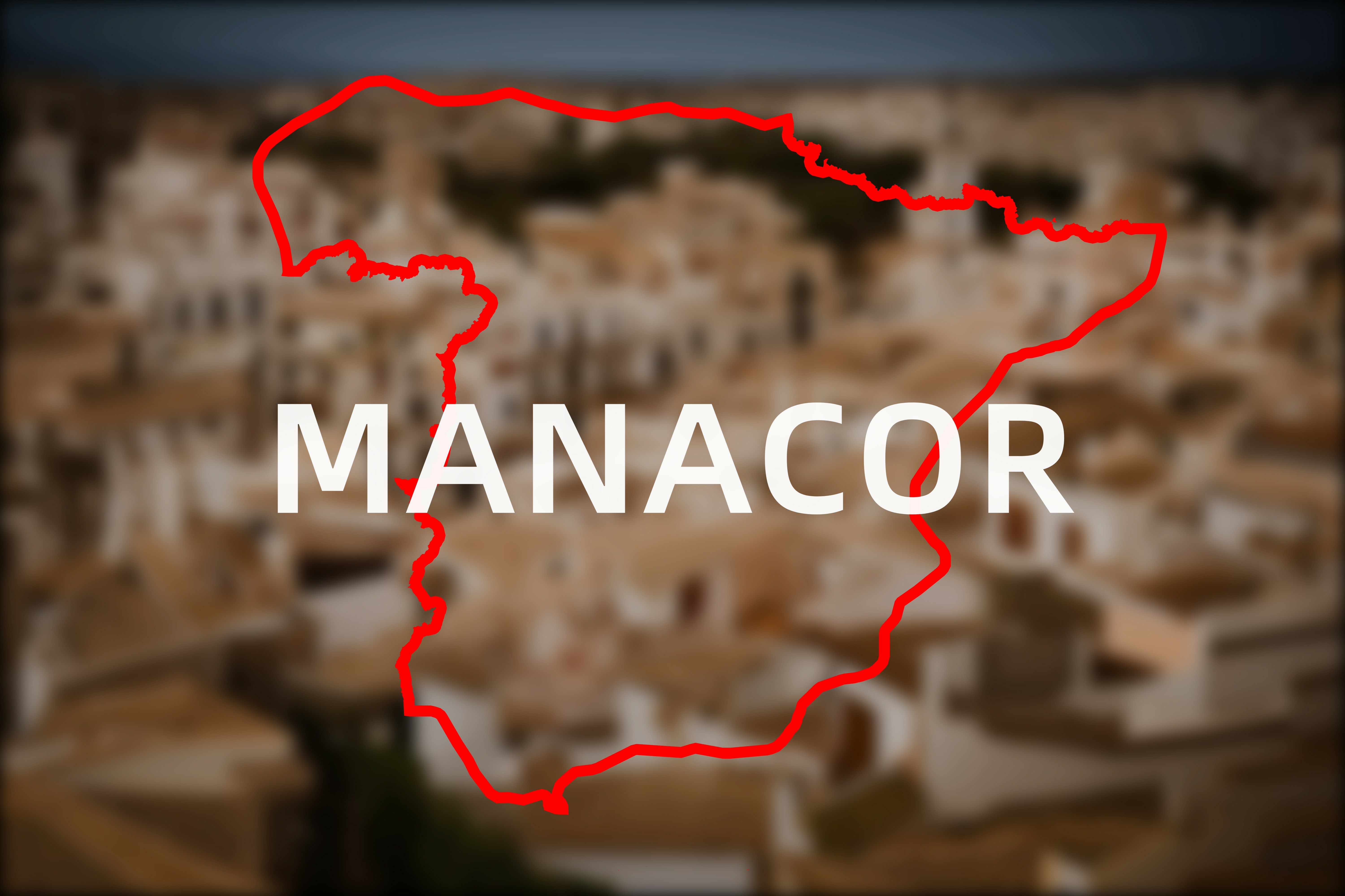 La silueta de Manacor en el mapa