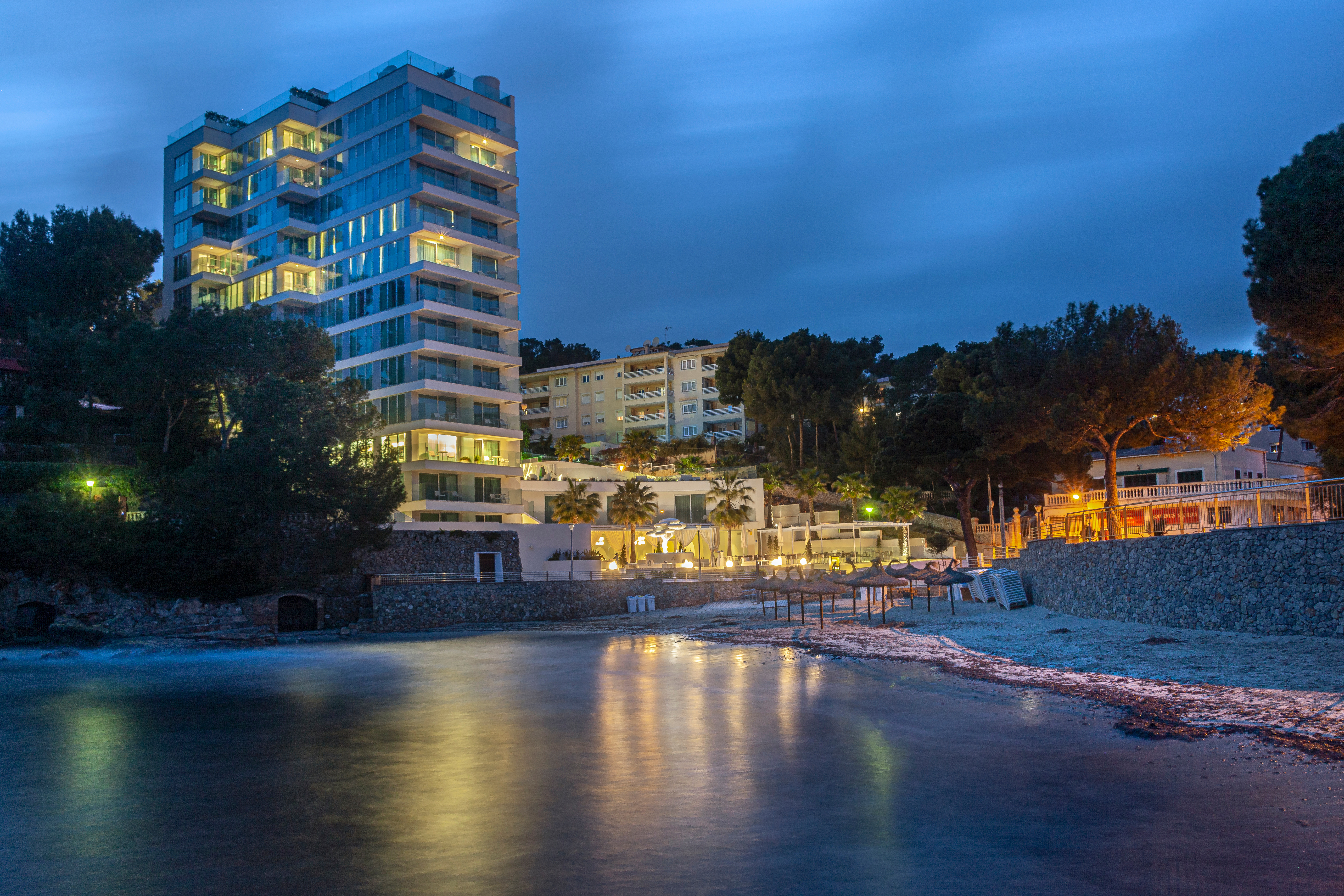 Romantic evening mood on the beach of Portals Nous