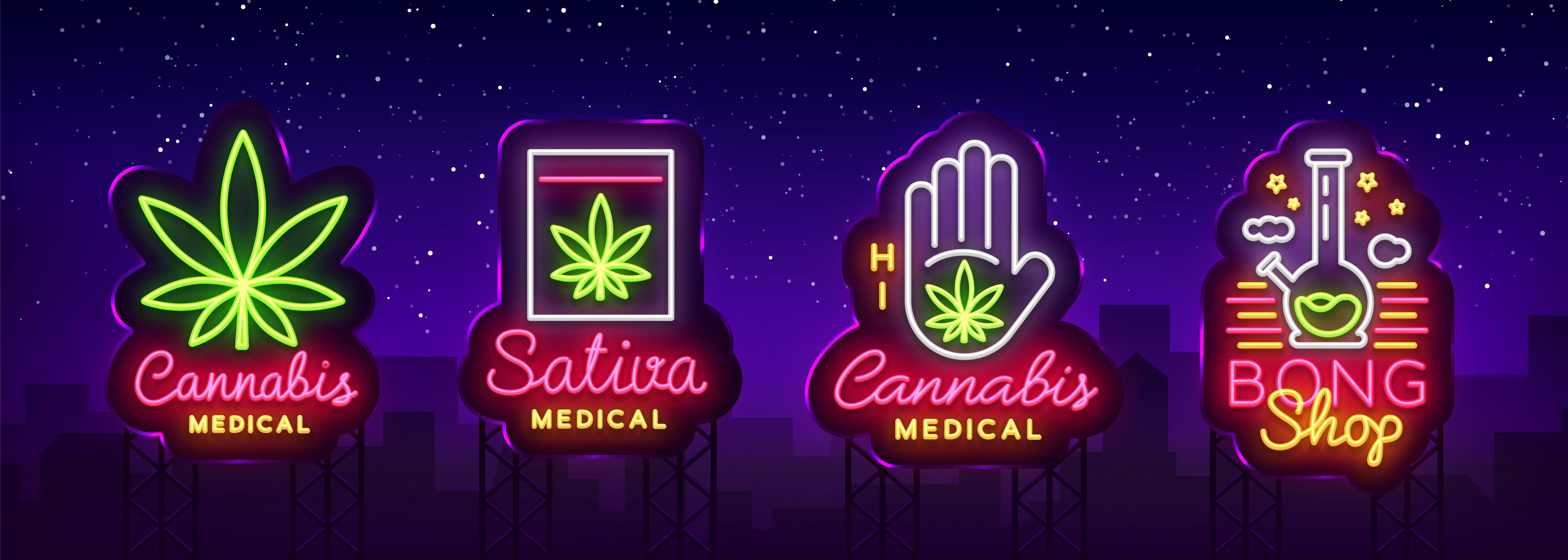 Neon sign - Buying cannabis, weed, or marijuana in Illetas at a Cannabis Social Club (CSC)