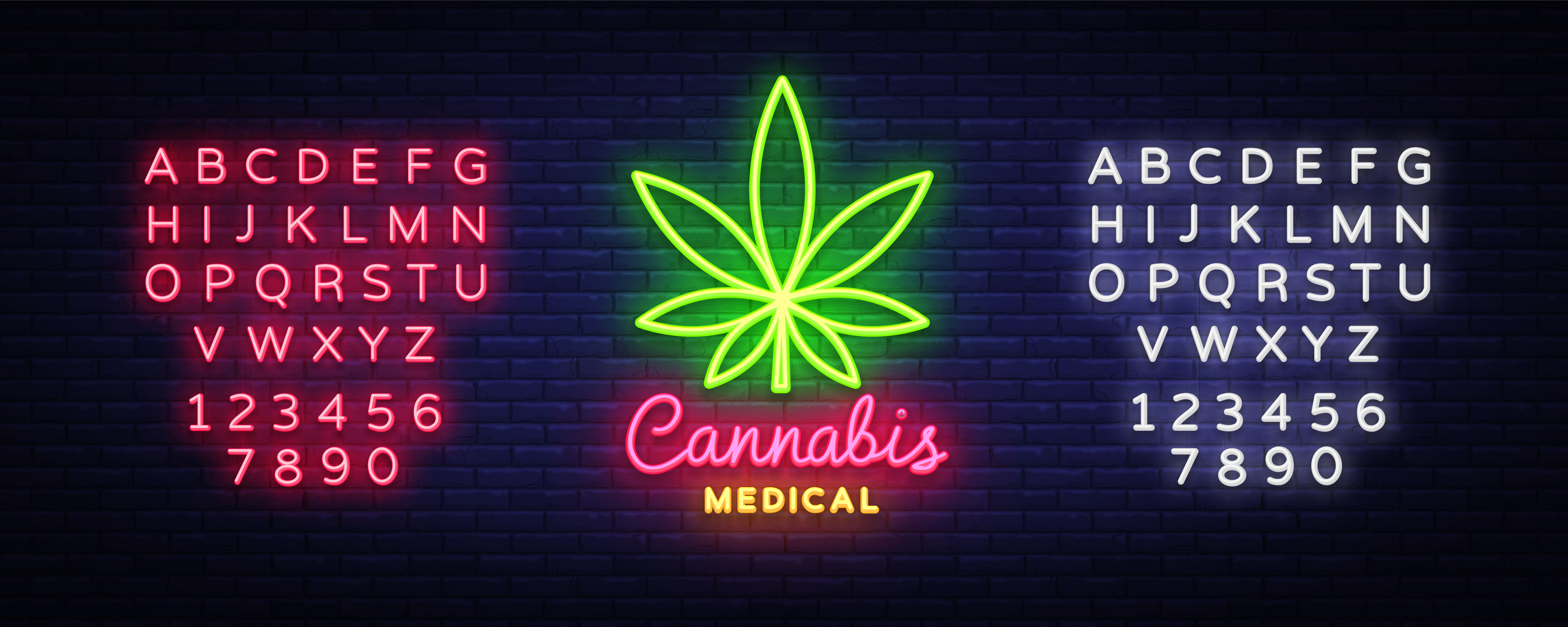 Neonreclame nodigt uit tot het kopen van cannabis in een Cannabis Social Club (CSC) in S'Illot