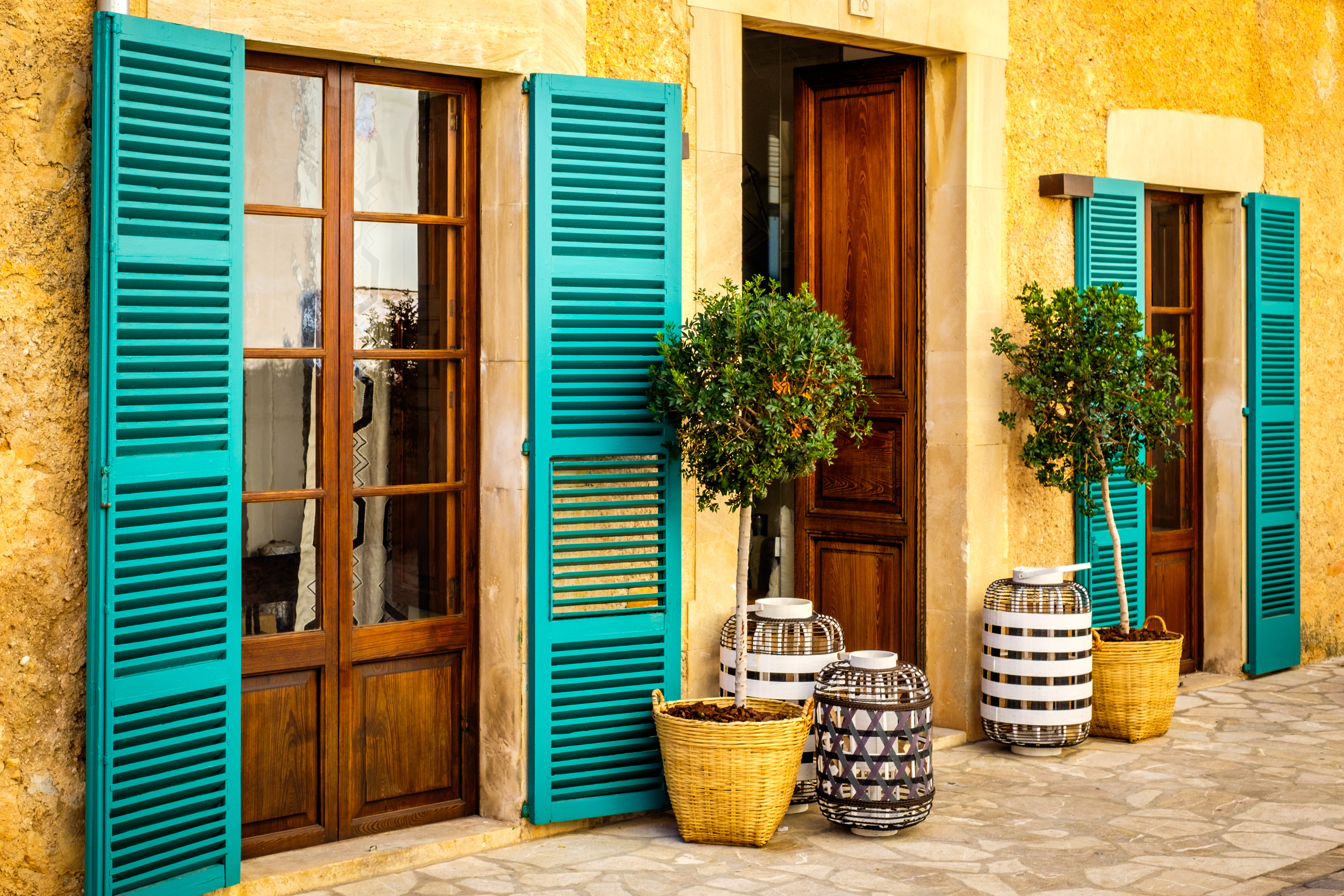 Colorful facade on a street in Santanyi