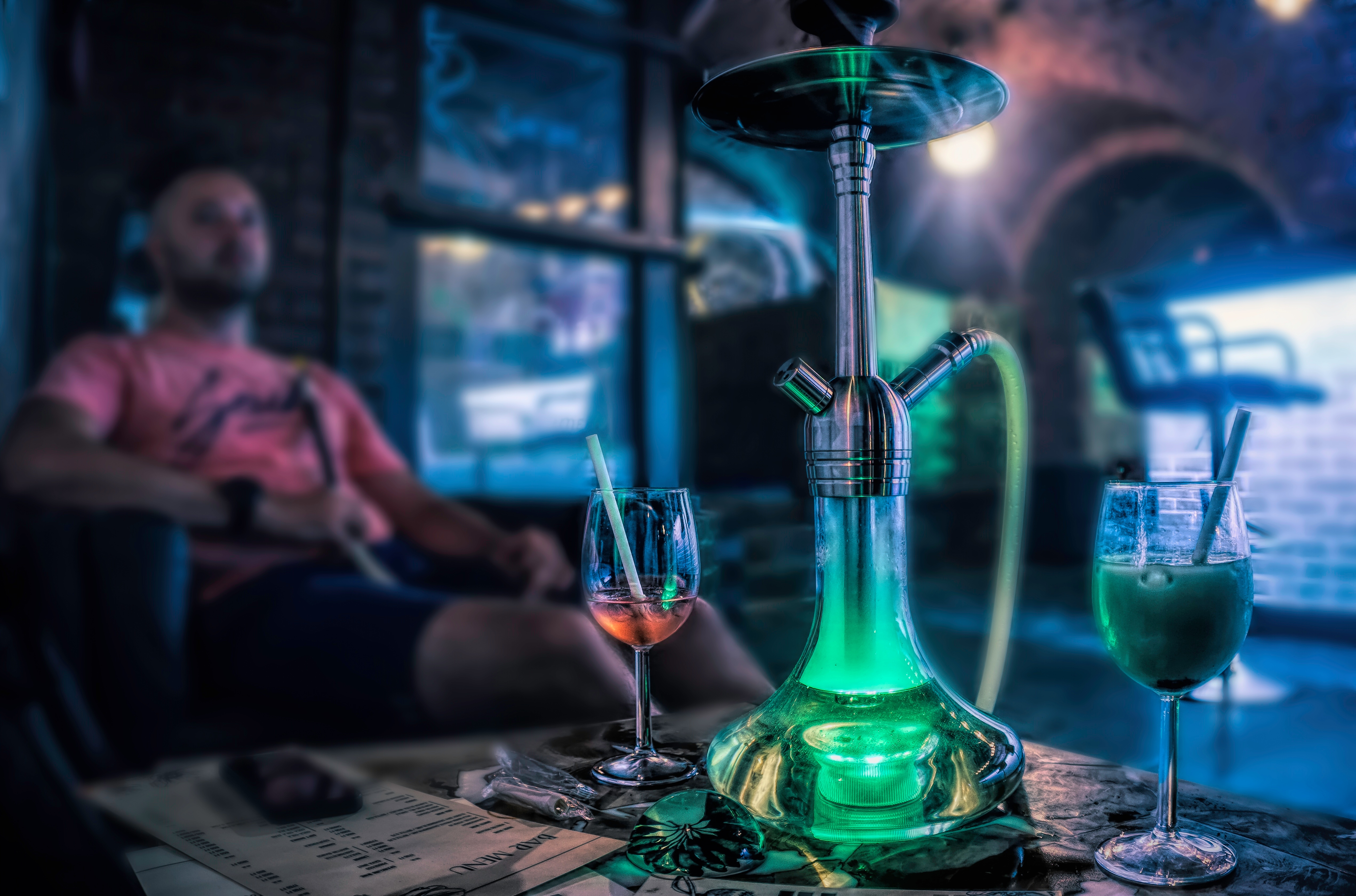 Chill atmosphere with cannabis, weed, and cocktails in a Cannabis Social Club (CSC) in Sa Rapita