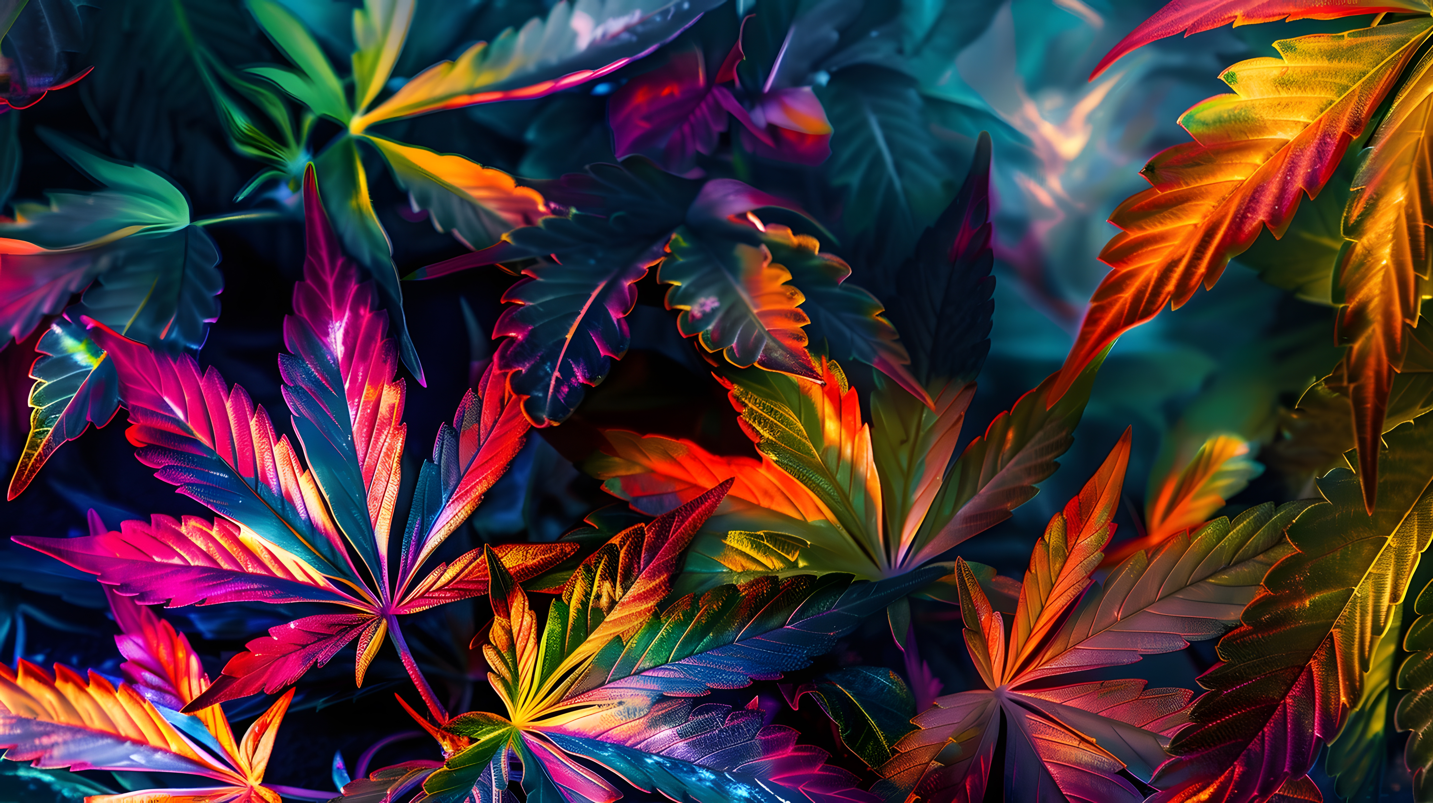 Artístico - Coloridos cogollos de cannabis como imagen en un Club Social de Cannabis (CSC) en Binissalem