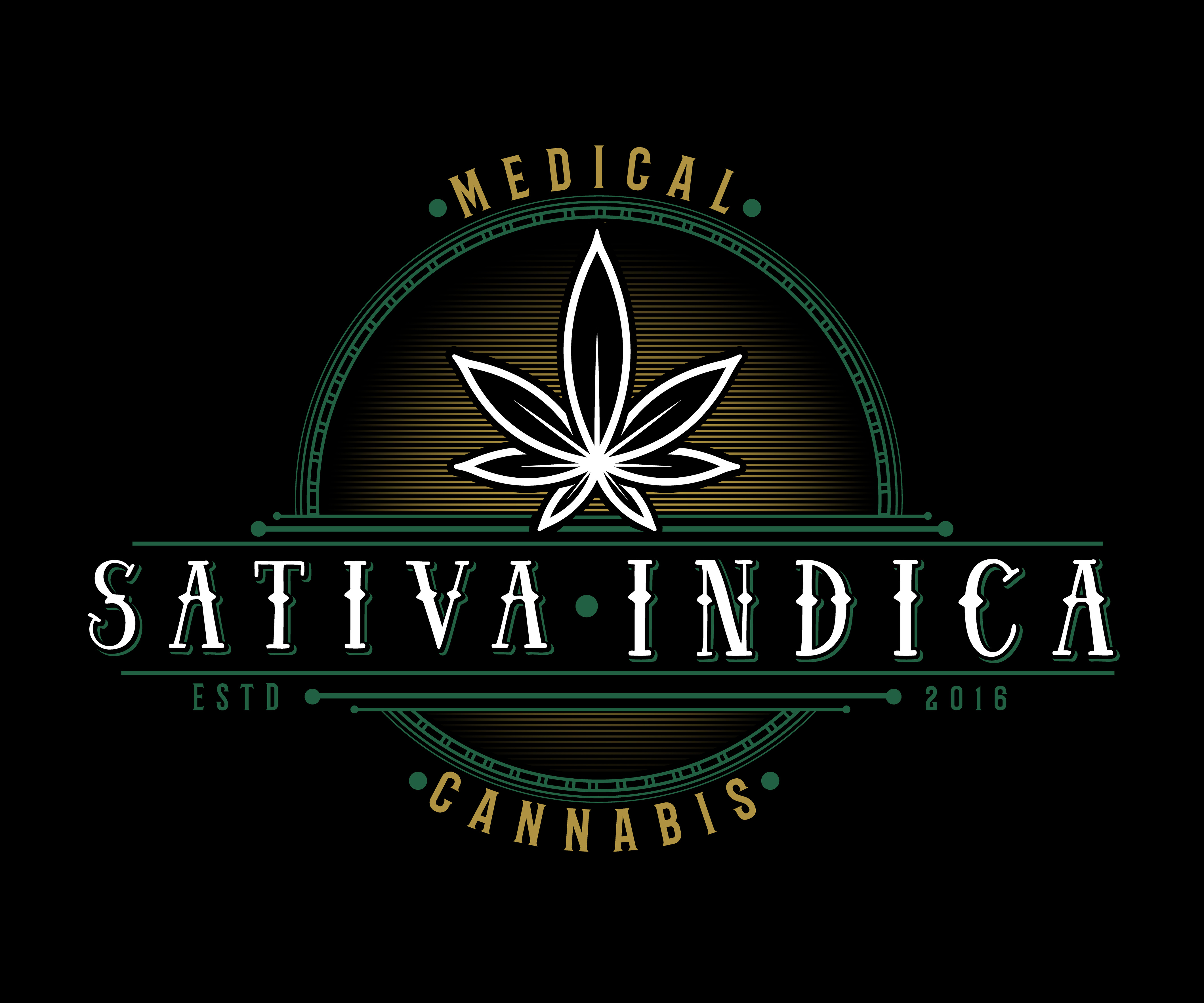 Medical Cannabis in Palmanova - Modern logo with Sativa and Indica