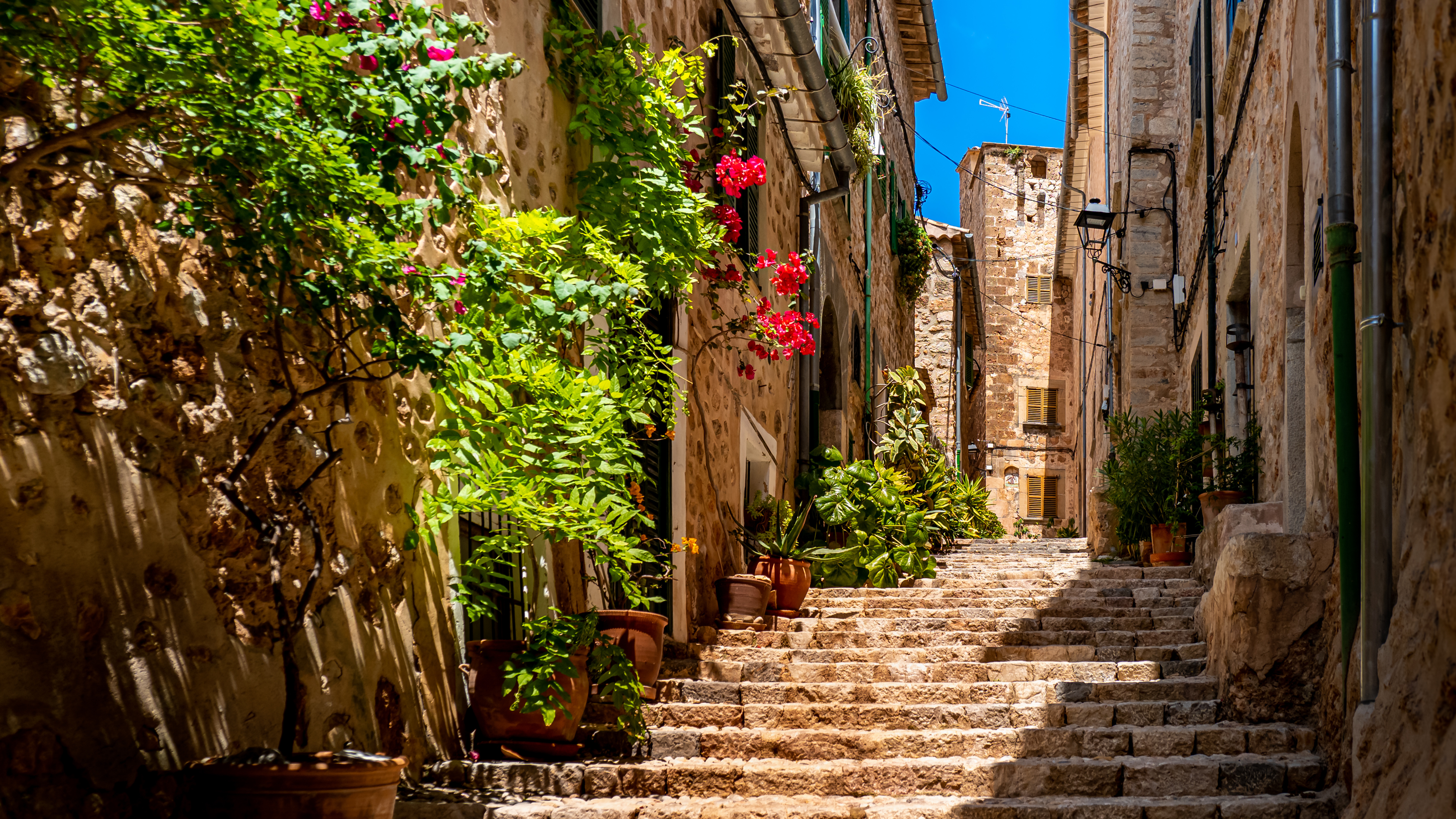 Staircase through old houses in Fornalutx