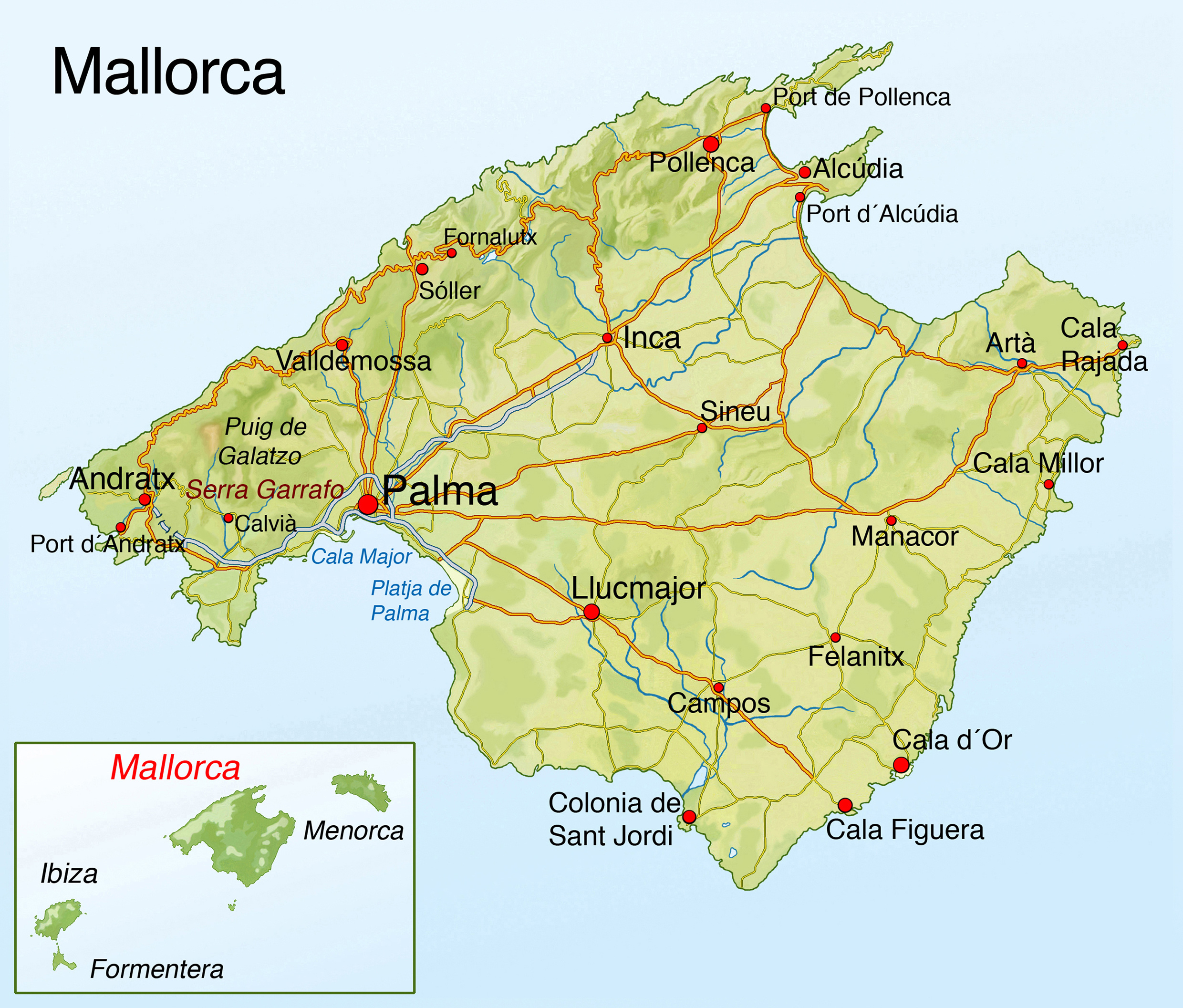 Mapa Mallorky Cannabis Social Clubs (CSC) ve Fornalutx