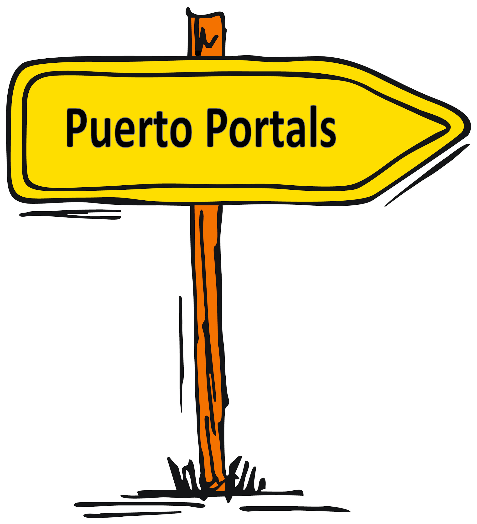 Signpost to the Puerto Portals harbor with over 600 berths